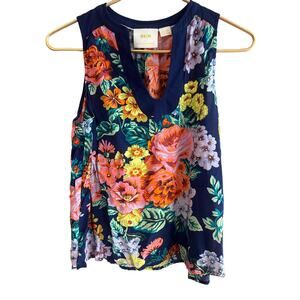 Maeve by anthropology top sleeveless with v-neck size 4 floral pattern